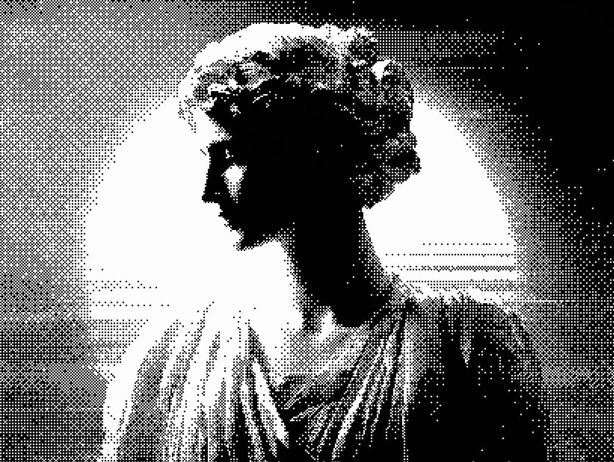Still life photo with Ordered Bayer matrix dithering showing highest quality minimal artifacts and smooth gradients